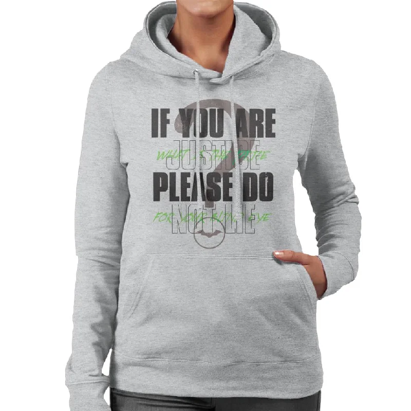 Best Seller The Batman Riddler If You Are Justice Please Do Not Lie Women's Hooded Sweatshirt Best Seller The Batman Riddler If You Are Justice Please Do Not Lie Women's Hooded Sweatshirt