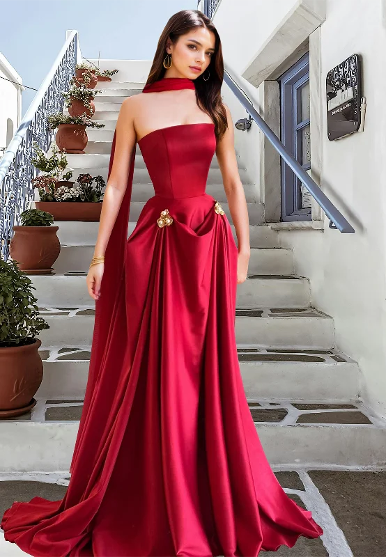 Daily Deals Straight Across Sleeveless Pleated A-Line Prom Dress