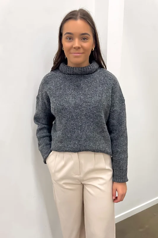 Must-Have Deals Emmy Roll Neck Sweater Charcoal