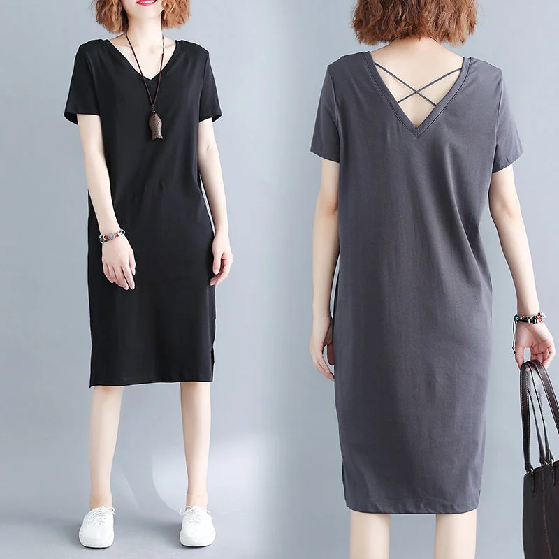 New Markdowns SPECIAL! Plus Size Criss Cross V Neck T Shirt Dress