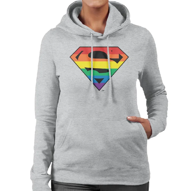 Fantastic Deals Superman Rainbow Logo Women's Hooded Sweatshirt