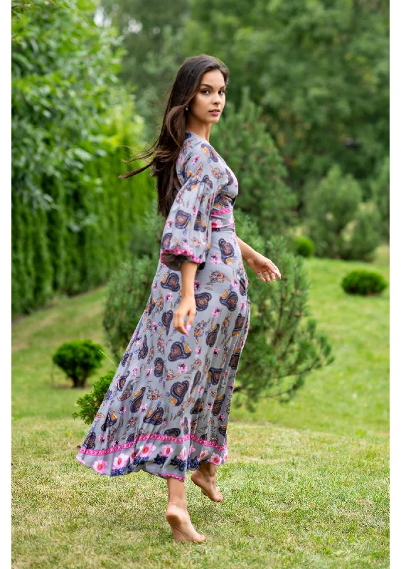 Clearance Event Queen Wrap Parsley Grey Dress