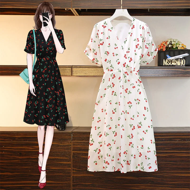 Today’s Deal Plus Size Cherry Short Sleeve Dress
