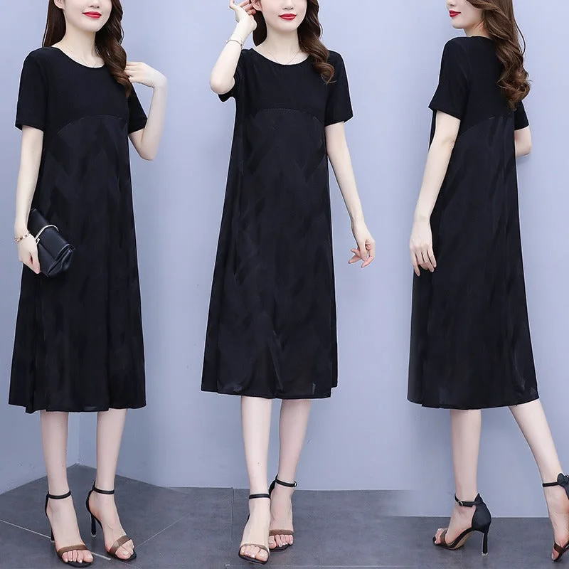 Limited Time Plus Size Black A Line Flattering Dress