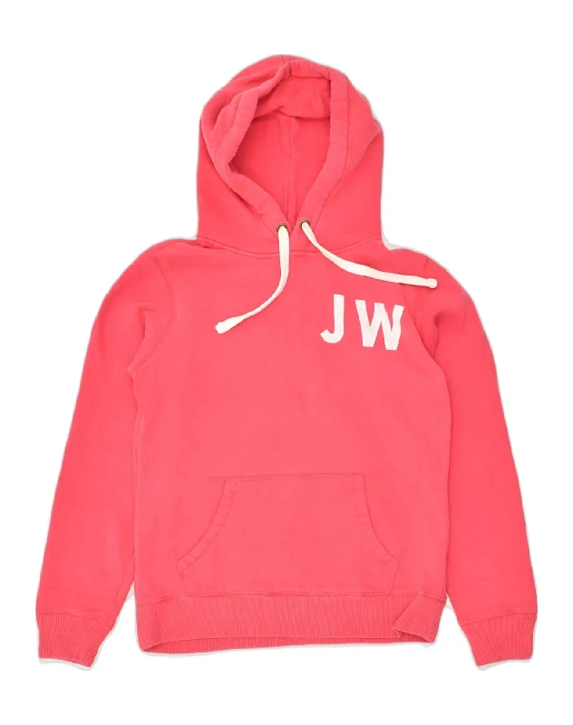 JACK WILLS Womens Graphic Hoodie Jumper UK 10 Small Pink Cotton