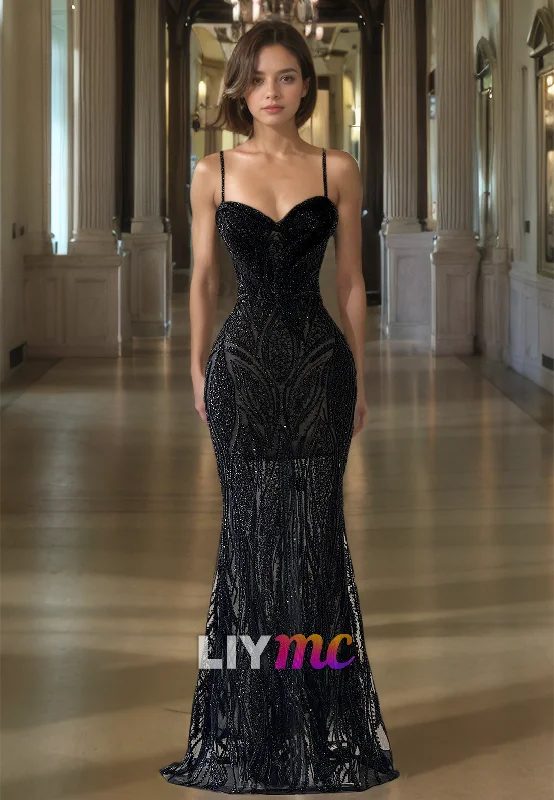 Shop and Save LP1829 - Semi-Sweetheart Straps Appliques Beaded Sheath Mermid Prom Dress Shop and Save LP1829 - Semi-Sweetheart Straps Appliques Beaded Sheath Mermid Prom Dress