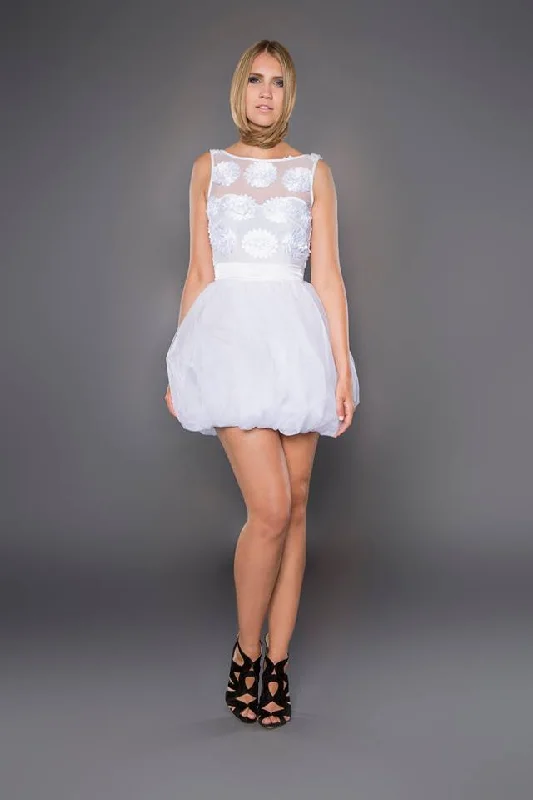 WHITE LACE TULLE PARTY DRESS