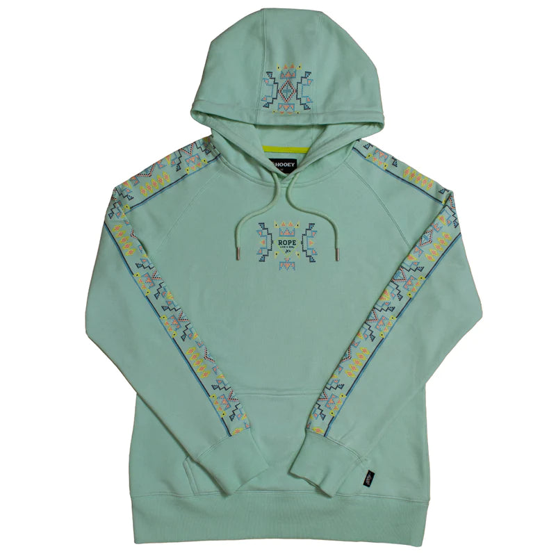 Limited Availability Women's "ROPE LIKE A GIRL" MINT W/MULTI COLOR PATTERN HOODIE