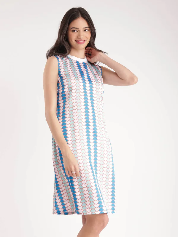 Exclusive Preview Satin Heart Print Dress - Multicolour