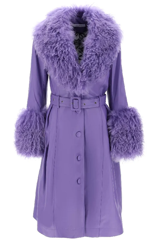 Epic Deals SAKS POTTS foxy leather and shearling long coat