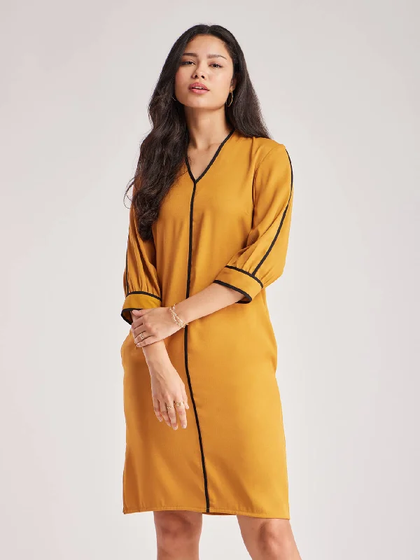 Unmissable Offer Colour Block Dress - Mustard And Black