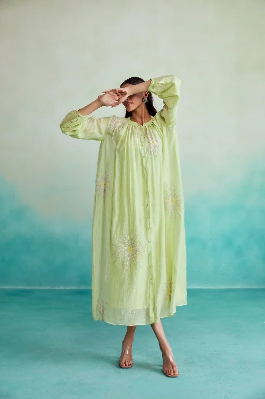 Bargain Bin Zesty dress - Lime Hand embroidered oversized Dress