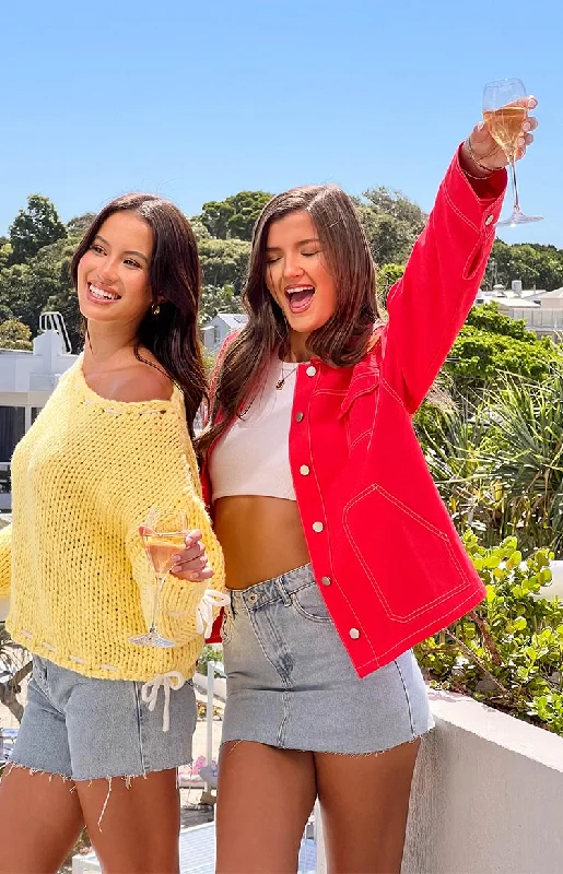 Daily Deals Callie Red Denim Jacket