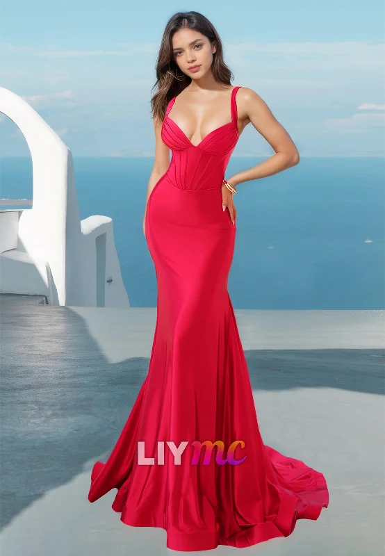 Price Fest Sweetheart Straps Sleek Mermaid Bodycon Evening Dress