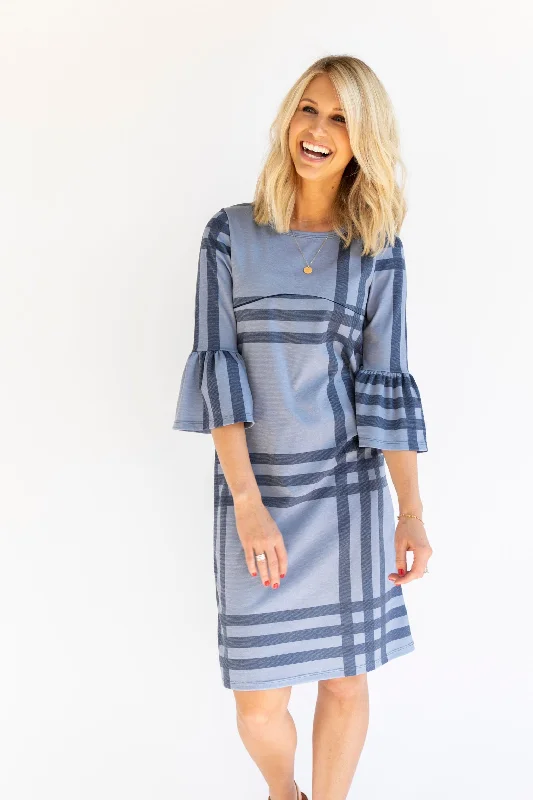 Bargain Prices CW Windowpane - Harper & Bay Bell Sleeve Nursing Dress
