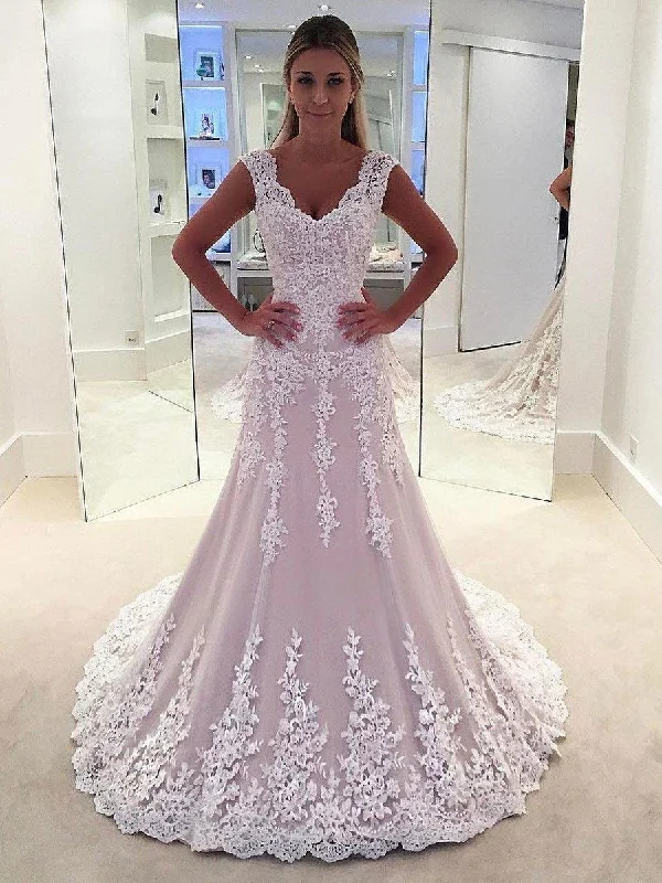 Best Deals Lace Appliqued Bridal Wedding Gowns,Sheath Wedding Dresses NA2002