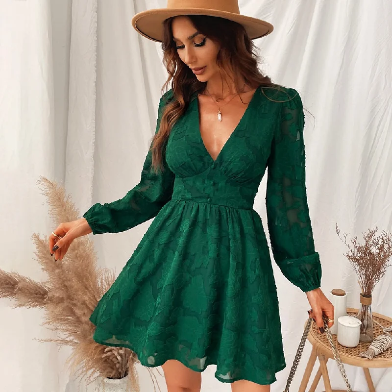 Deal Frenzy Plunge A-Line Mini Long Sleeve Party Dress 2023 Spring Autumn Female Sundress Deal Frenzy Plunge A-Line Mini Long Sleeve Party Dress 2023 Spring Autumn Female Sundress
