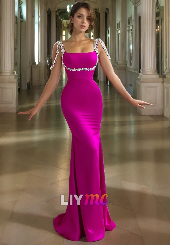 Limited Stock LP1103 - Double Beads Strapes Mermaid Formal Prom Dress
