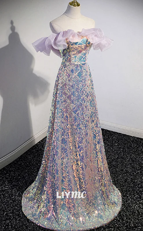 Year-End Sale LP1886 - Unique Off Shoulder Sequin Long Prom Dress, Sequin Evening Dress Year-End Sale LP1886 - Unique Off Shoulder Sequin Long Prom Dress, Sequin Evening Dress