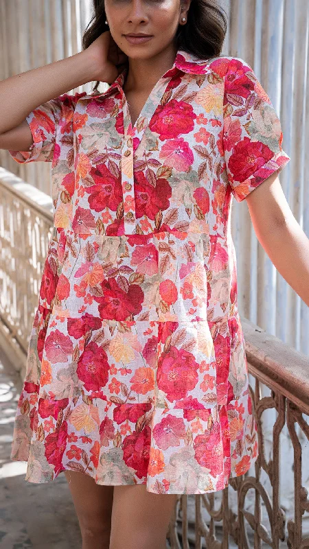 Shop and Save GULBARG LINEN TIER DRESS