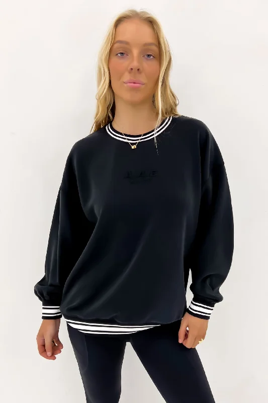 Take Advantage Luxe Active College Crew Sweater Black