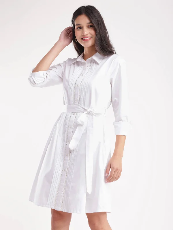 Act Fast Cotton Shirt Dress - White