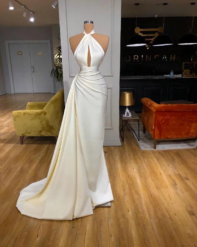Best Seller White Long Prom Dress, Sleeveless Evening Dress