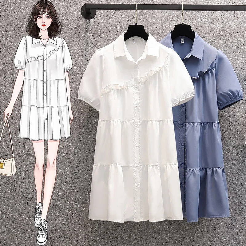 Unmissable Offer Plus Size Frills Babydoll Shirt Dress