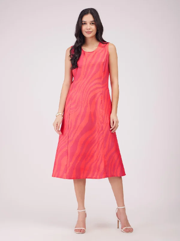 Flash Deals Sleeveless A-line Dress - Fuchsia