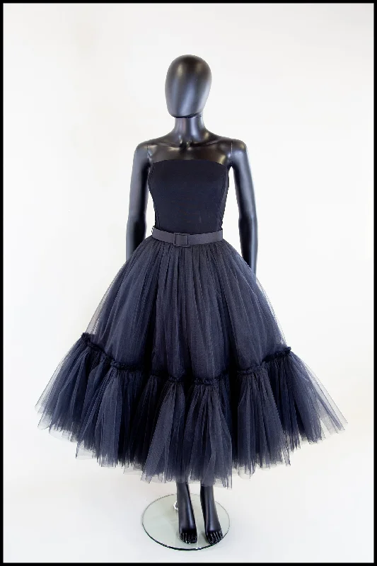 Ballerina - Black Tulle Tiered Midi Dress