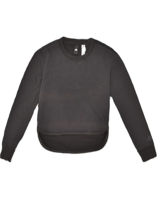 Online Only ADIDAS Womens Graphic Sweatshirt Jumper UK 4/6 XS Black Cotton