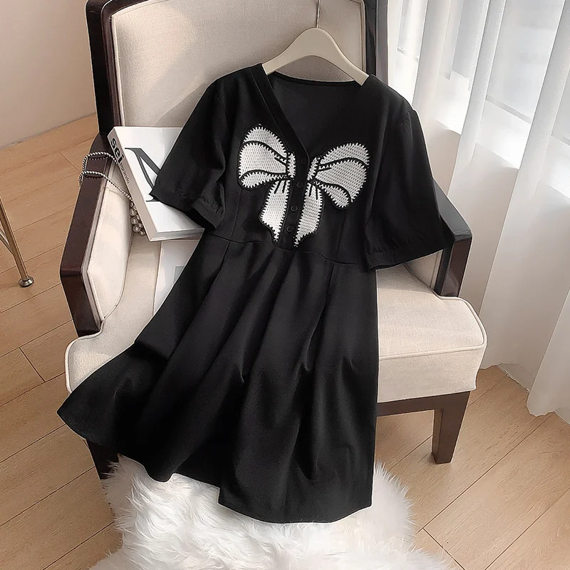 Limited Availability Plus Size Ribbon Embroidery Dress (EXTRA BIG SIZE)