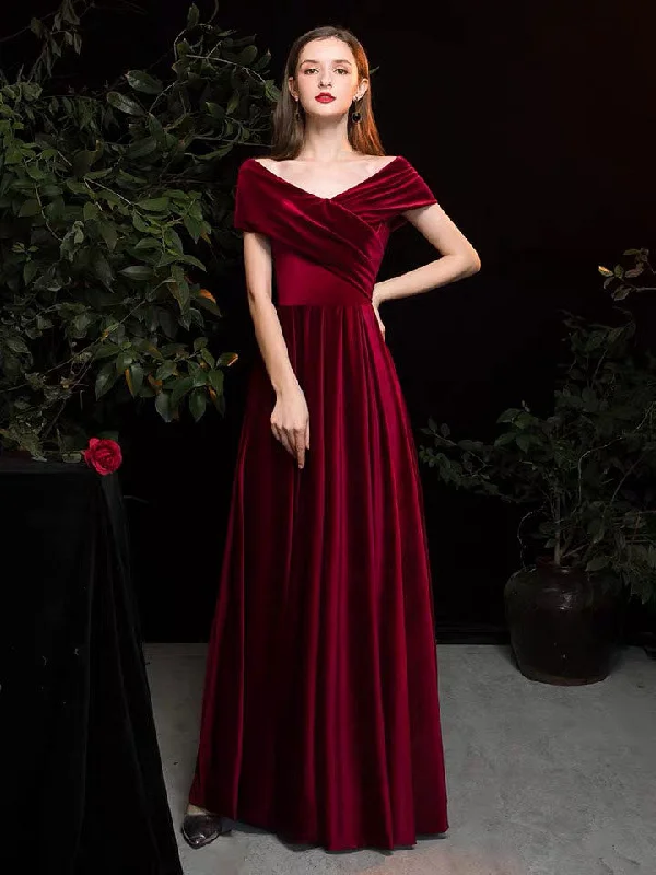 Sale Event Modern Evening Dress A Line V Neck Matte Satin Floor Length Pleated Social Party Dresses Sale Event Modern Evening Dress A Line V Neck Matte Satin Floor Length Pleated Social Party Dresses
