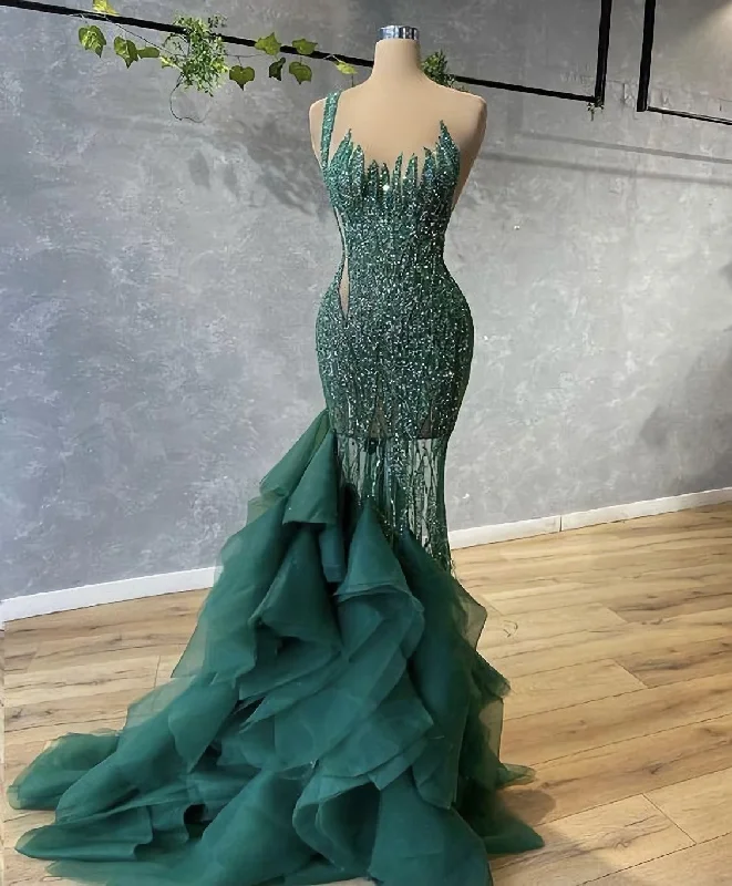 Limited Time Discount Green Long Prom Dress, Sexy Evening Gown