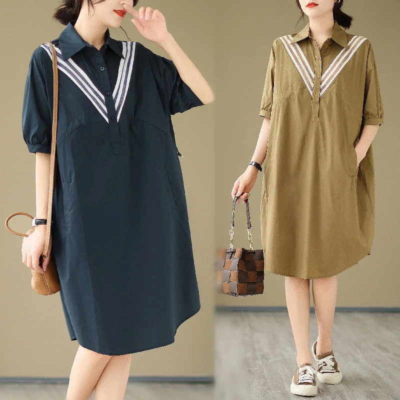 Reduced Prices Plus Size Stripe Pocket Shirt Dress