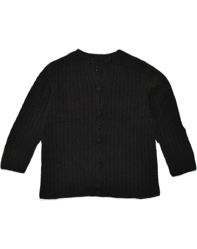 VINTAGE Womens Cardigan Sweater UK 14 Large Black Cotton