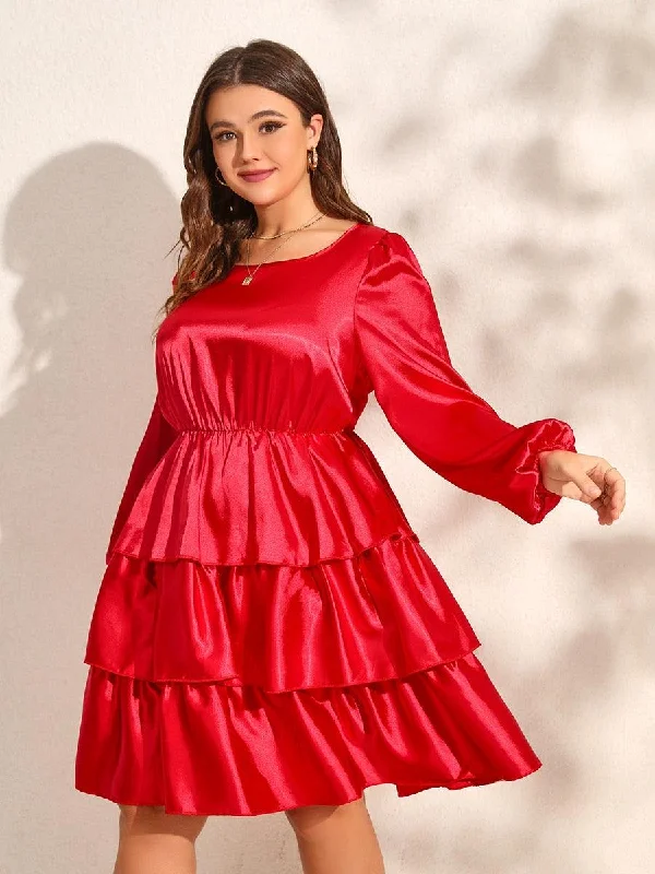 Deal Dash Multi-Layered Lantern Sleeves Party Dress