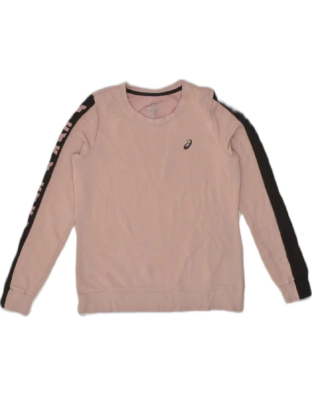 Season Finale Sale ASICS Womens Sweatshirt Jumper UK 14 Medium Pink Cotton