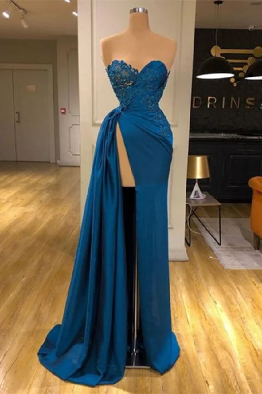 Super Sale Sweetheart Lace Appliques Prom Dress Long With Split