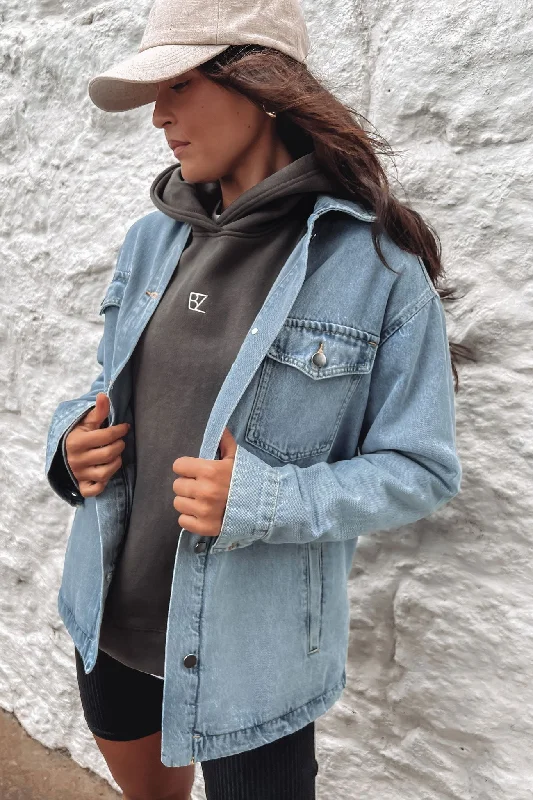 Price Fest Skylar Denim Shacket Light Blue