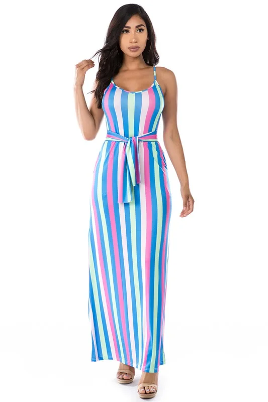 Steals and Deals SEXY MAXI DRESS BLUE YELLOW