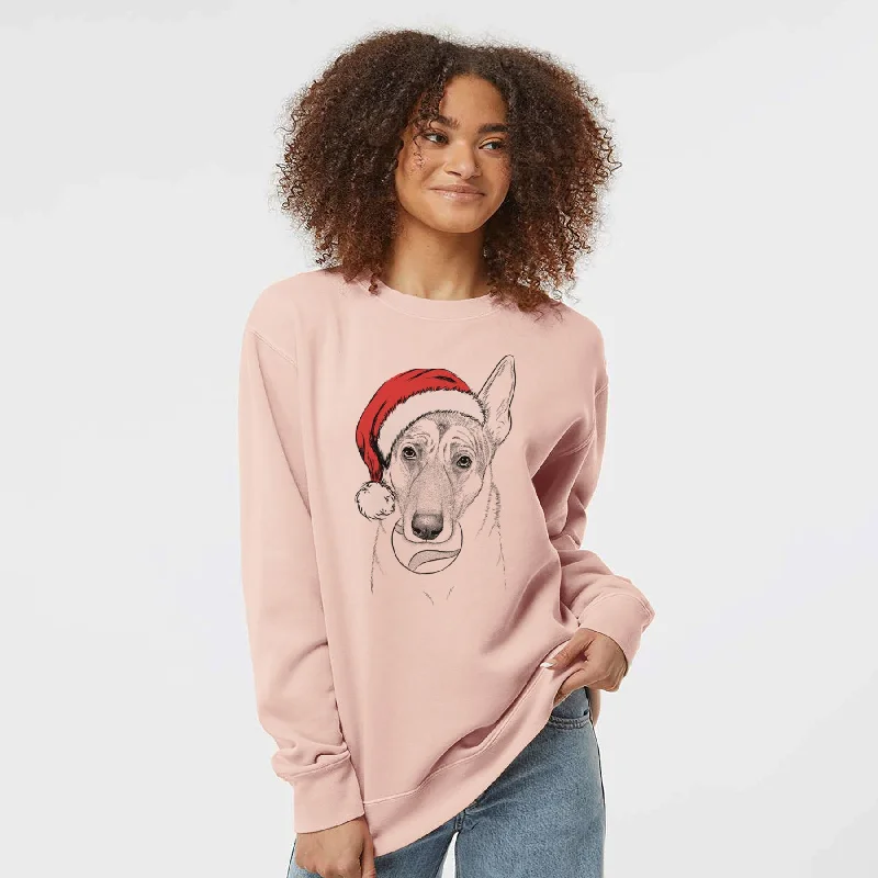 Santa Greta the German Shepherd - Unisex Pigment Dyed Crew Sweatshirt