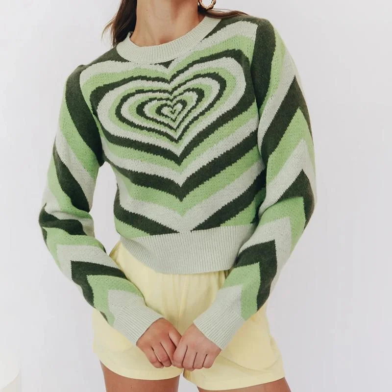 Savings Bonanza Heart Slim Long Sleeve Jumper Knitwear