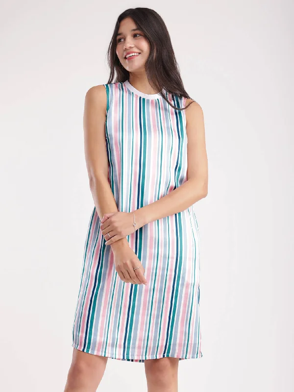 Super Sale Satin Shift Dress - Multicolour