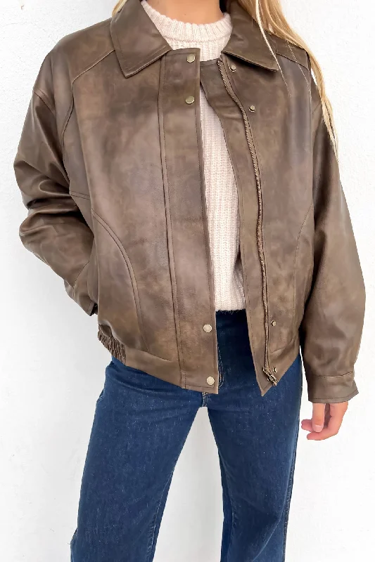 Online Only Samuel Leather Bomber Brown