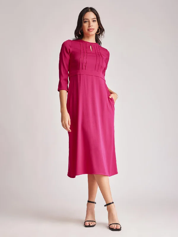 Price Reduction Front Keyhole Dress - Fuchsia
