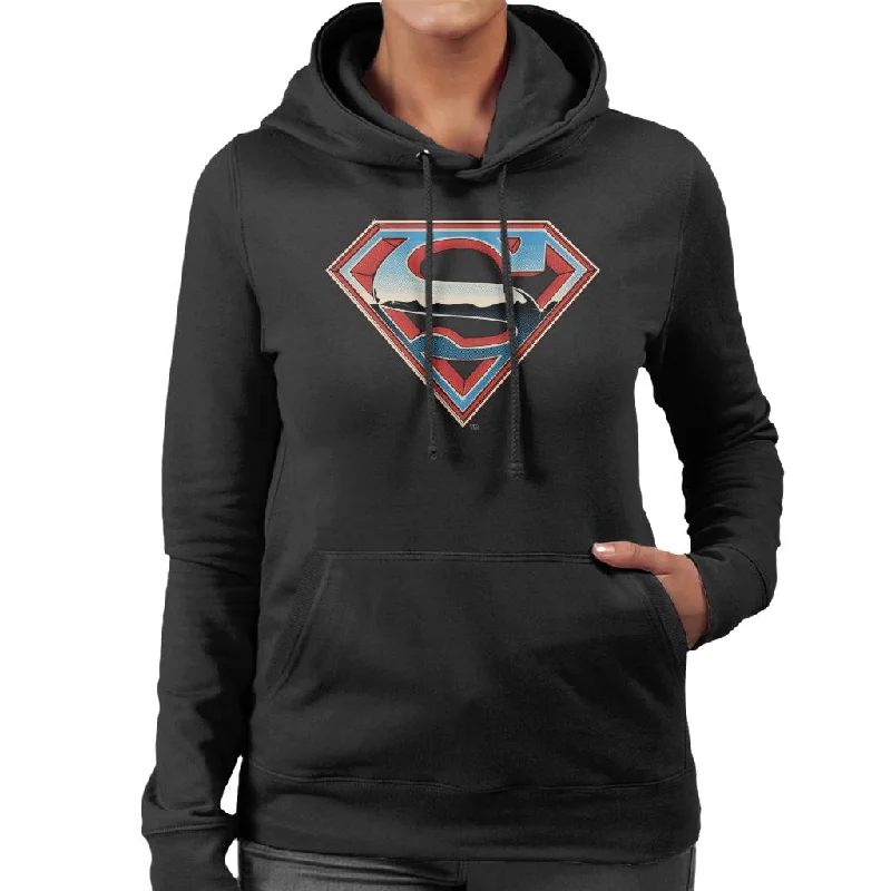 Bargain Prices Superman Sparkling Logo Women's Hooded Sweatshirt