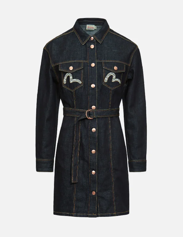 Clearance Items Logo Embroidered Denim Dress