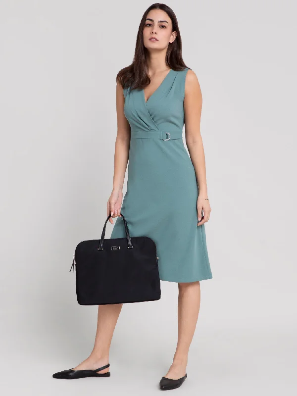 The Best Prices V Neck Wrap Dress - Green
