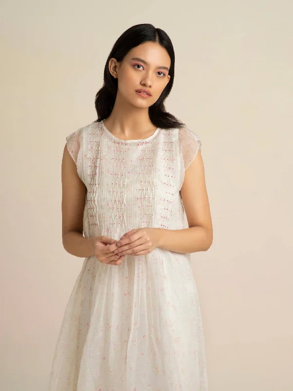 Price Drop Faded Rose Organza Midi Dress